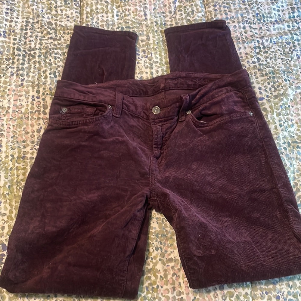 7 For All Mankind Women's Skinny Corduroy Pants in Plum